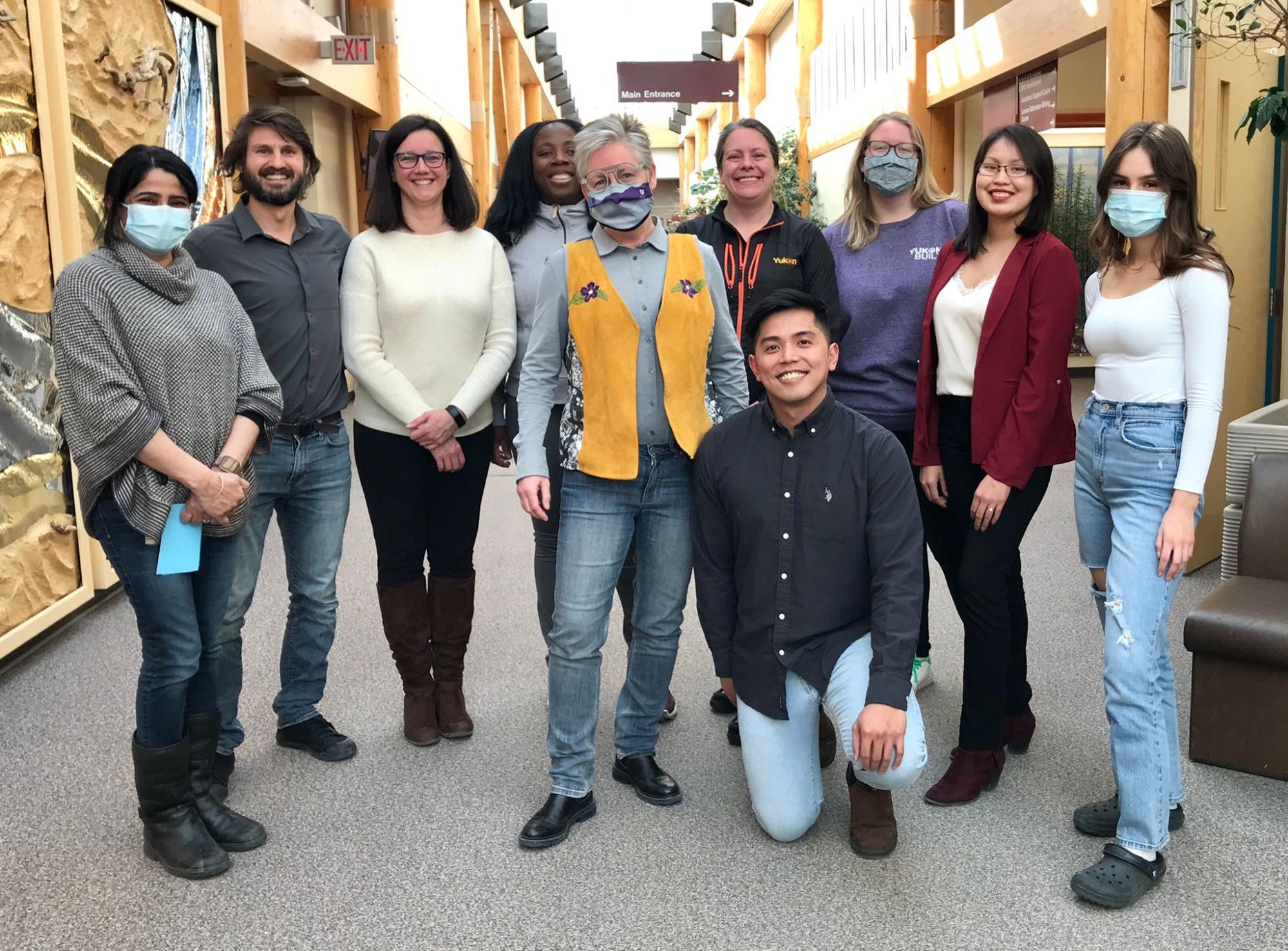 2021-22 Capstone students with President Lesley Brown