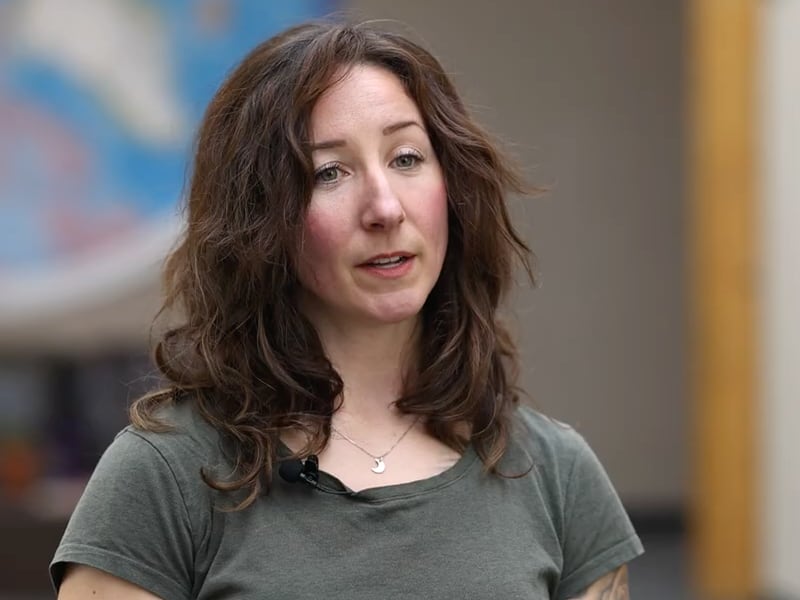 A woman with long dark hair