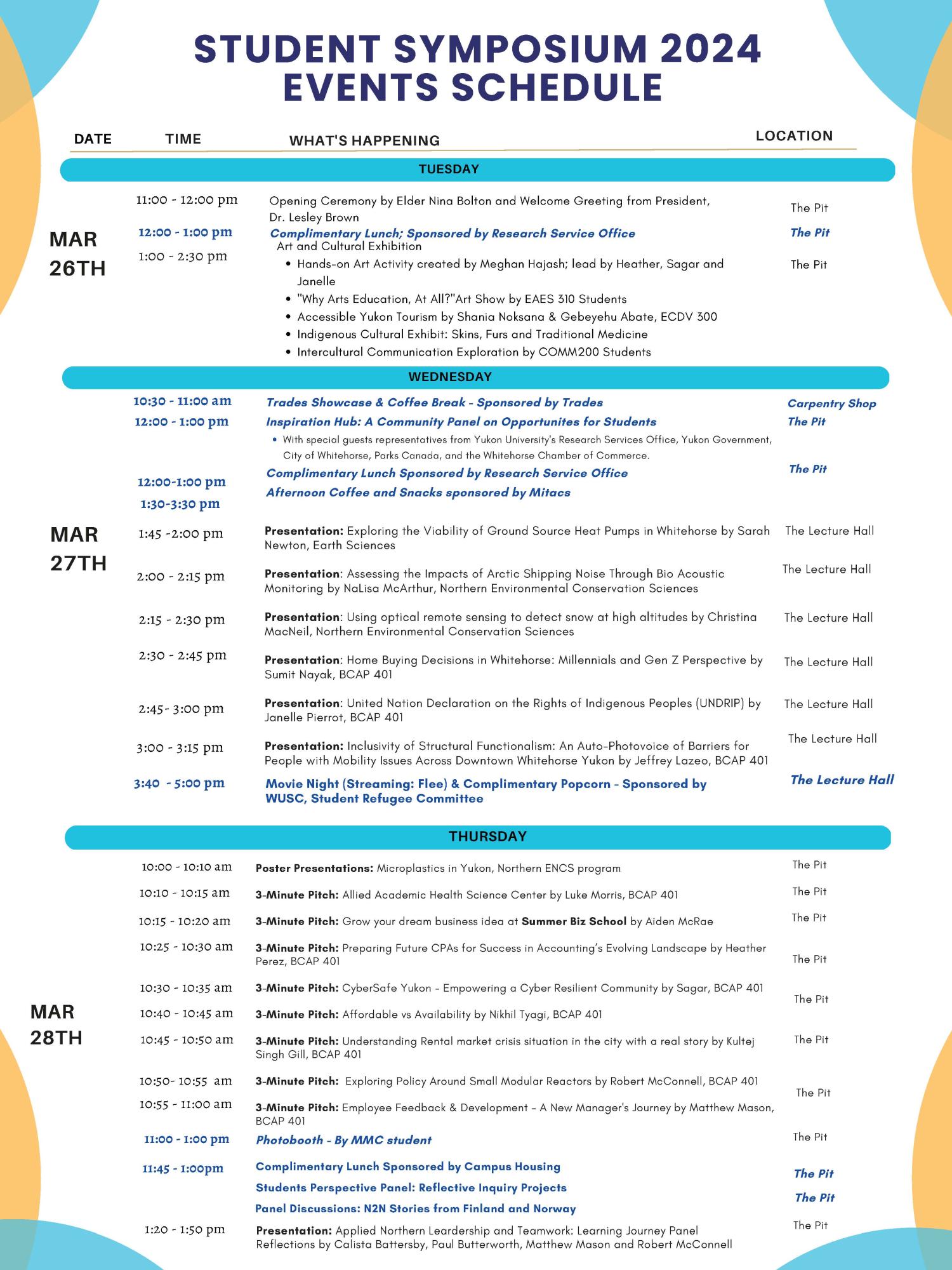 Symposium Schedule