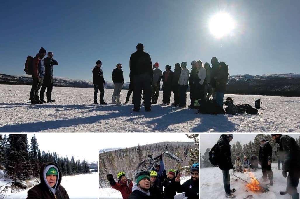 Photos of students engaged in outdoor winter activities