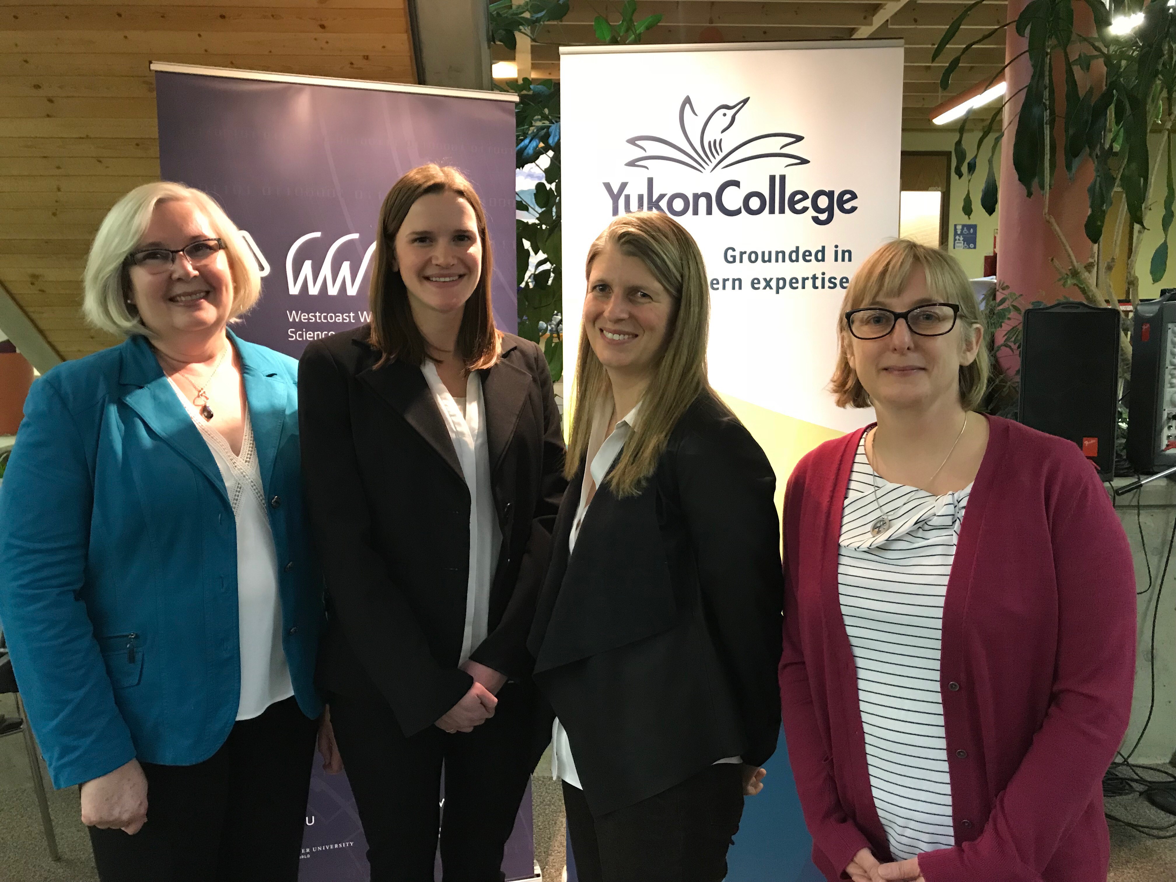 (L-R) Dean of Applied Science & Management Maggie Dumkee, Alison Anderson, Dr. Lesley Shannon, Dr. Aynslie Ogden