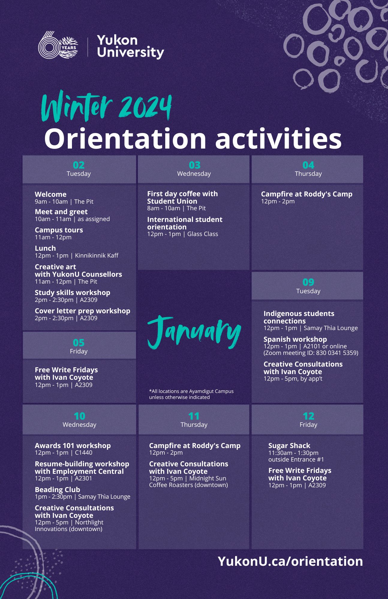 Orientation activity schedule