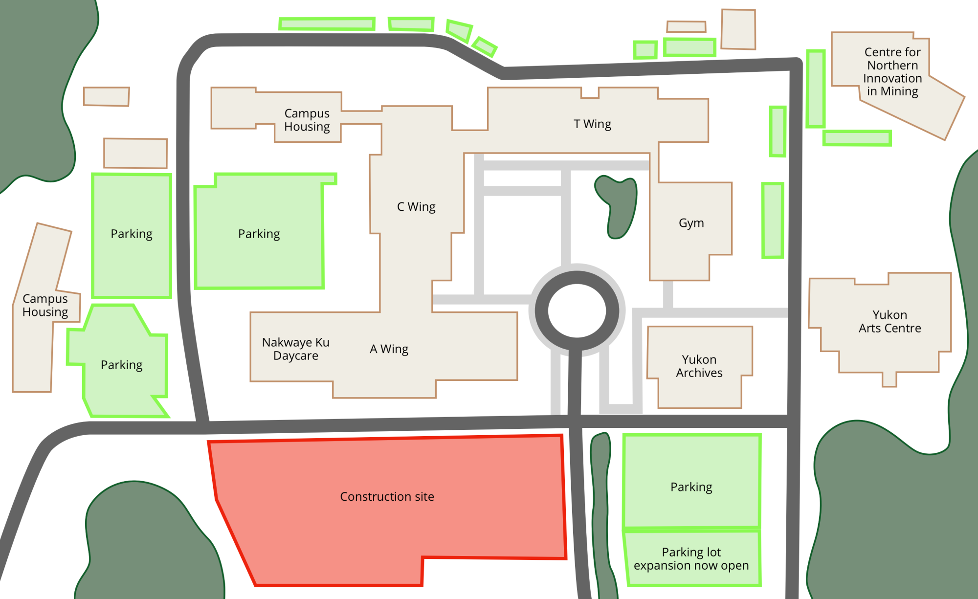 Yukon University parking map