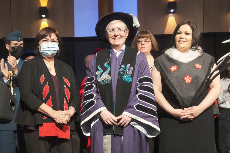 President Dr. Leslie Brown wearing the presidential regalia with beaded stole