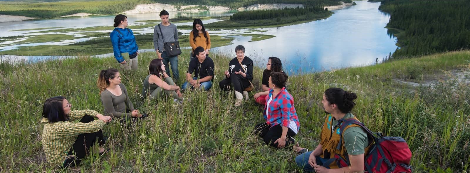 Students with Elder overlooking Yukon River