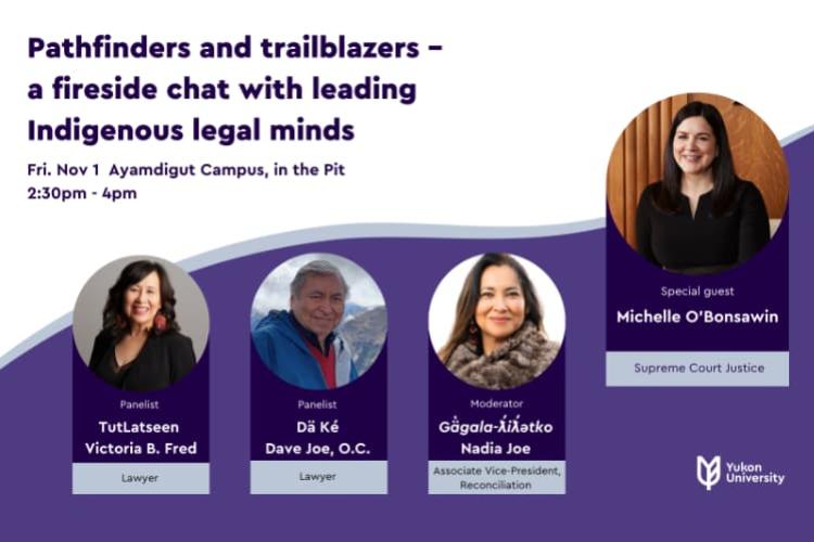 Event poster with photos of the panel participants
