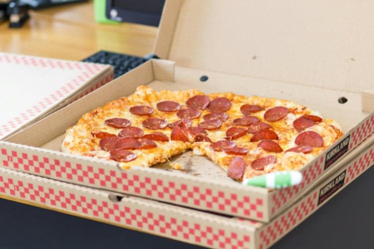 Open box of pepperoni pizza