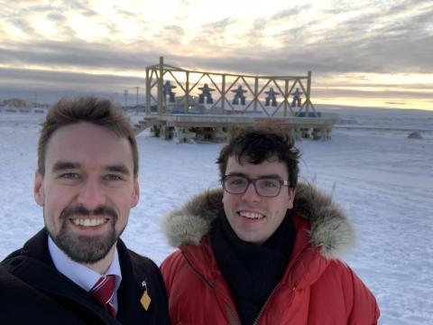 Dr. Michael Ross and Simon Geoffroy-Gagnon in Arviat, Nunavut