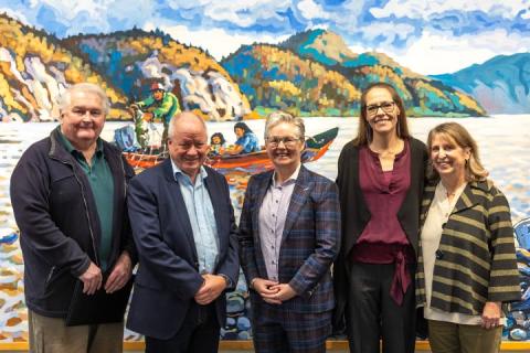 Rich Thompson NVD Board Chair welcomes Dr. Rebecca Major as the first Research Chair in Northern Governance at YukonU along with Pres. Lesley Brown.